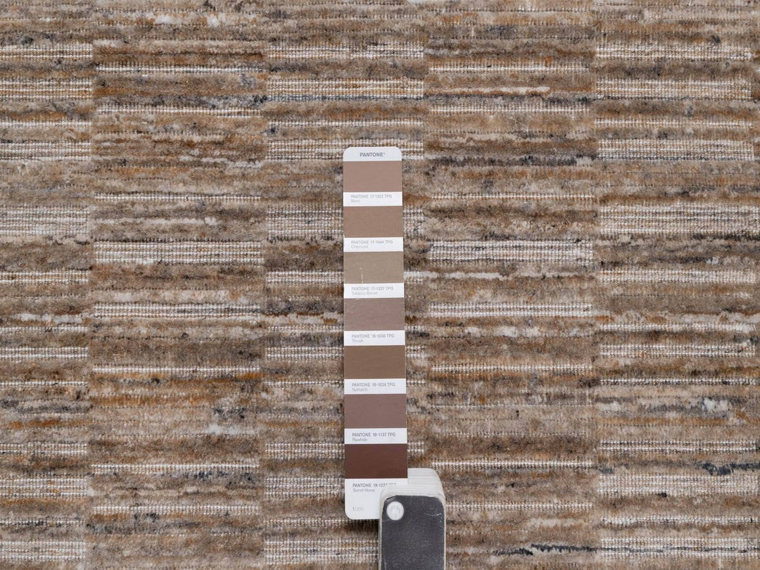 2'7" x 11'11" New Hand Loomed Brown Wool Runner Oriental Rug - MOA10292188