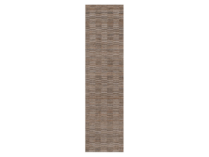 2'7" x 10'0" New Hand Loomed Brown Polyester Runner Oriental Rug - MOA10292189