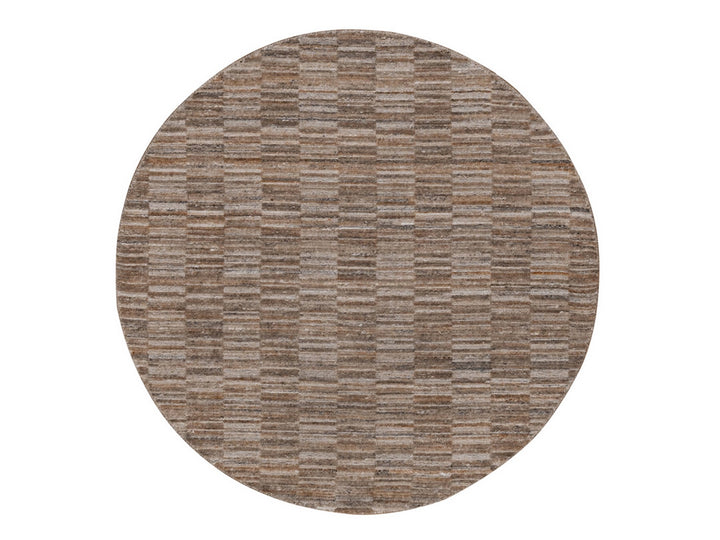 5'0" x 5'0" New Hand Loomed Brown Polyester Round Oriental Rug - MOA10292190