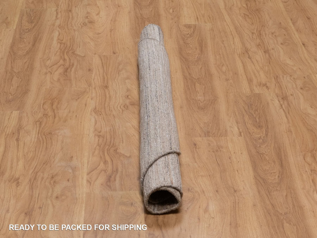 5'0" x 5'0" New Hand Loomed Brown Wool Round Oriental Rug - MOA10292190