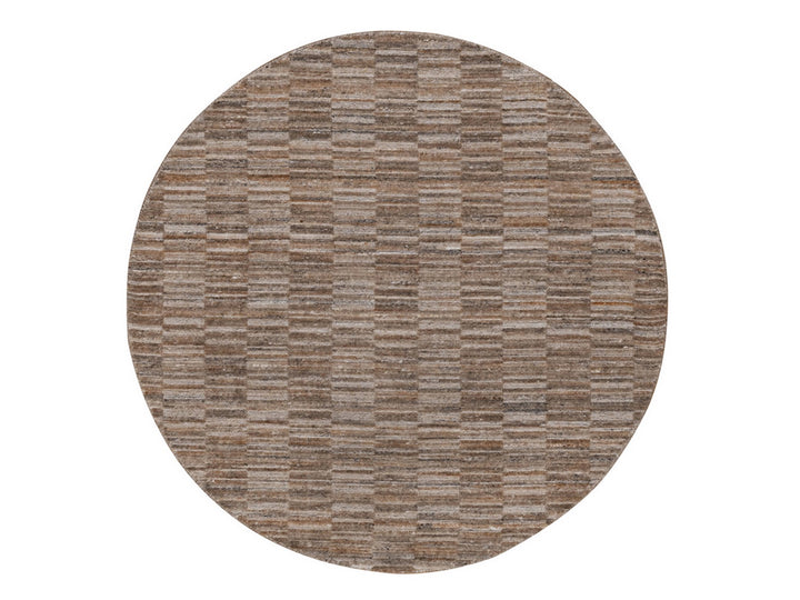 5'0" x 5'0" New Hand Loomed Brown Polyester Round Oriental Rug - MOA10292191