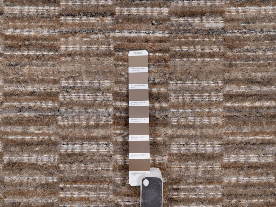 5'0" x 5'0" New Hand Loomed Brown Wool Round Oriental Rug - MOA10292191