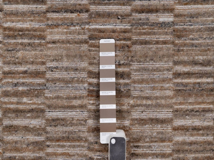 5'0" x 5'0" New Hand Loomed Brown Wool Round Oriental Rug - MOA10292191