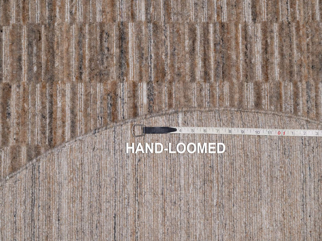 5'0" x 5'0" New Hand Loomed Brown Wool Round Oriental Rug - MOA10292191