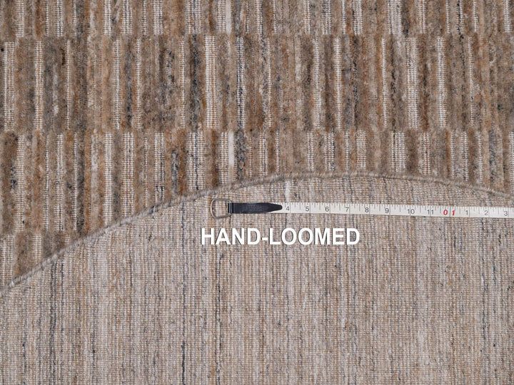 5'0" x 5'0" New Hand Loomed Brown Wool Round Oriental Rug - MOA10292191