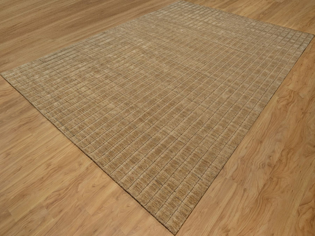 9'11" x 14'0" New Hand Loomed Brown Wool Rectangle Oriental Rug - MOA10292192