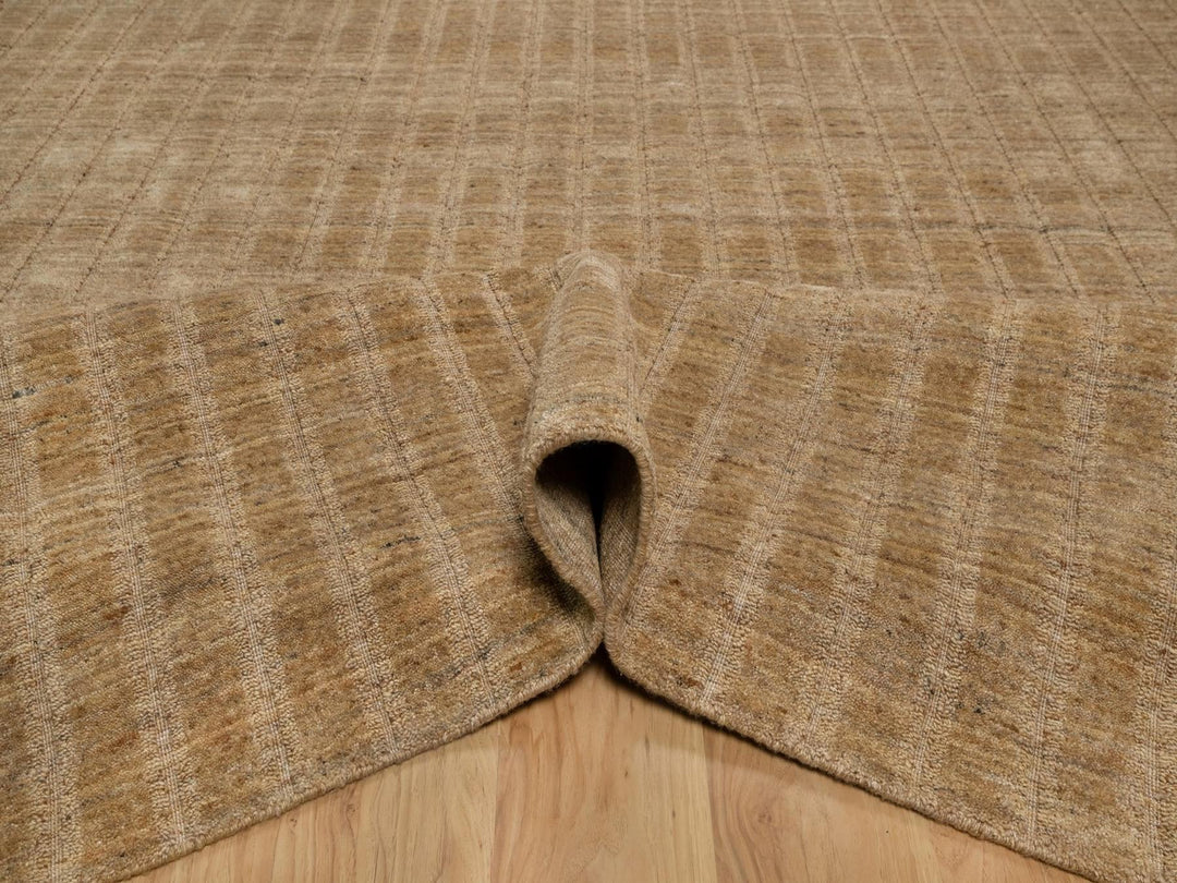 9'11" x 14'0" New Hand Loomed Brown Wool Rectangle Oriental Rug - MOA10292192