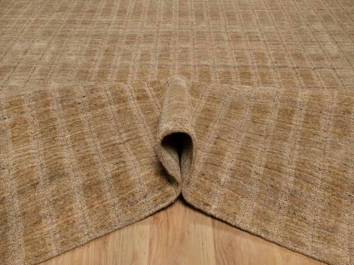 9'11" x 14'0" New Hand Loomed Brown Wool Rectangle Oriental Rug - MOA10292192