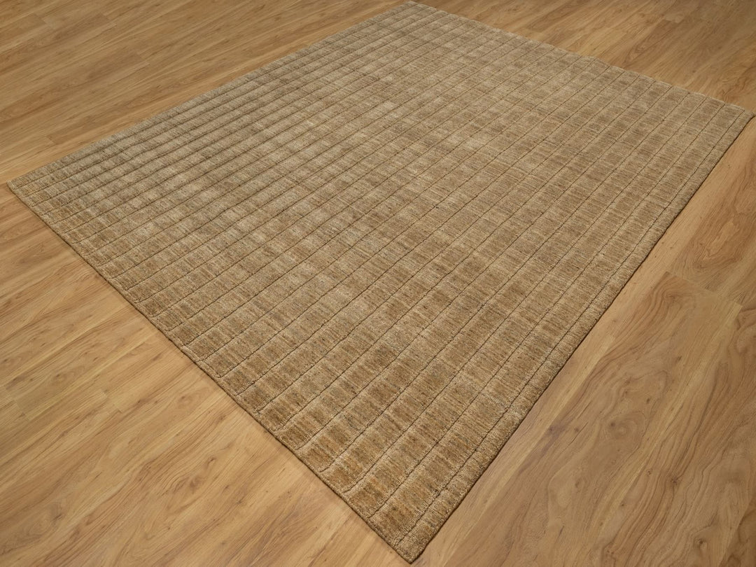 8'1" x 10'0" New Hand Loomed Brown Wool Rectangle Oriental Rug - MOA10292193