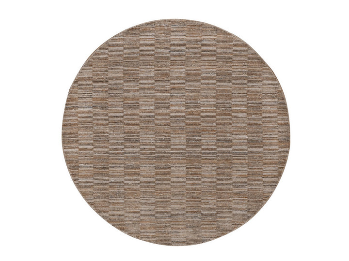 6'0" x 6'0" New Hand Loomed Brown Polyester Round Oriental Rug - MOA10292194