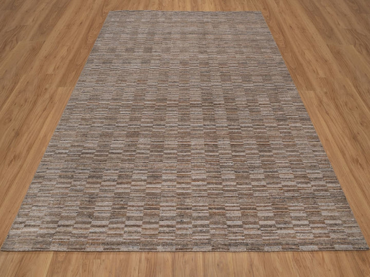 8'1" x 10'0" New Hand Loomed Brown Wool Rectangle Oriental Rug - MOA10292196