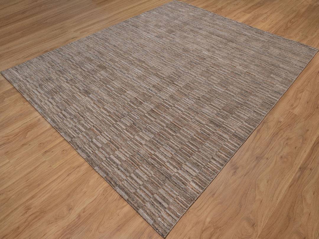 8'1" x 10'0" New Hand Loomed Brown Polyester Rectangle Oriental Rug - MOA10292196