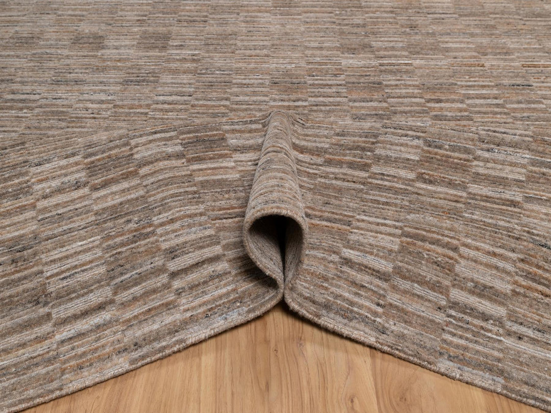 8'1" x 10'0" New Hand Loomed Brown Wool Rectangle Oriental Rug - MOA10292196