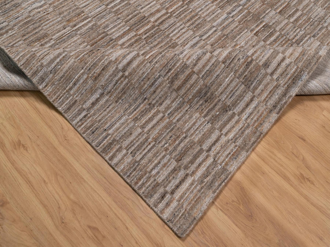 8'1" x 10'0" New Hand Loomed Brown Polyester Rectangle Oriental Rug - MOA10292196