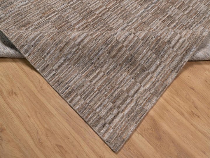 8'1" x 10'0" New Hand Loomed Brown Polyester Rectangle Oriental Rug - MOA10292196