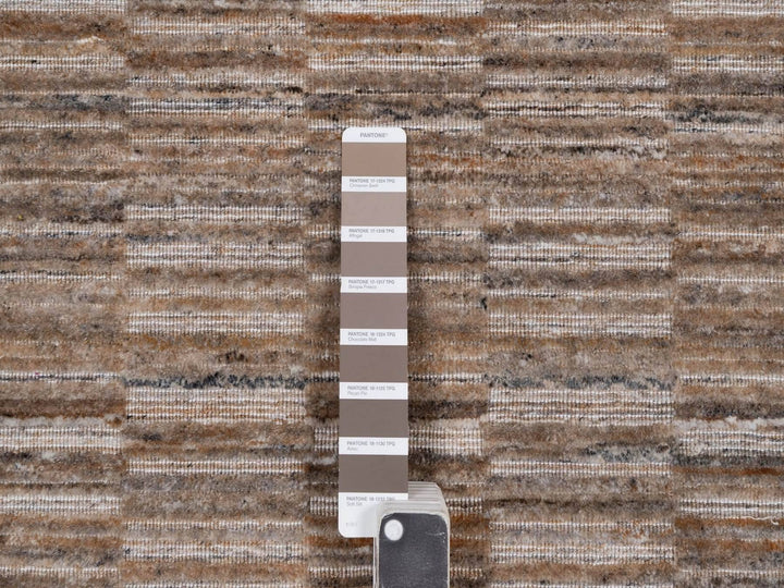 8'1" x 10'0" New Hand Loomed Brown Wool Rectangle Oriental Rug - MOA10292196