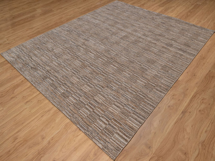 8'0" x 10'0" New Hand Loomed Brown Polyester Rectangle Oriental Rug - MOA10292197
