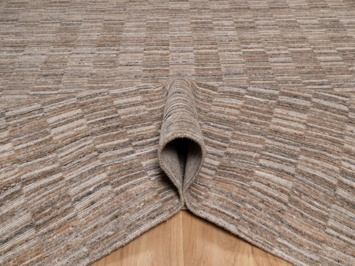 8'0" x 10'0" New Hand Loomed Brown Wool Rectangle Oriental Rug - MOA10292197