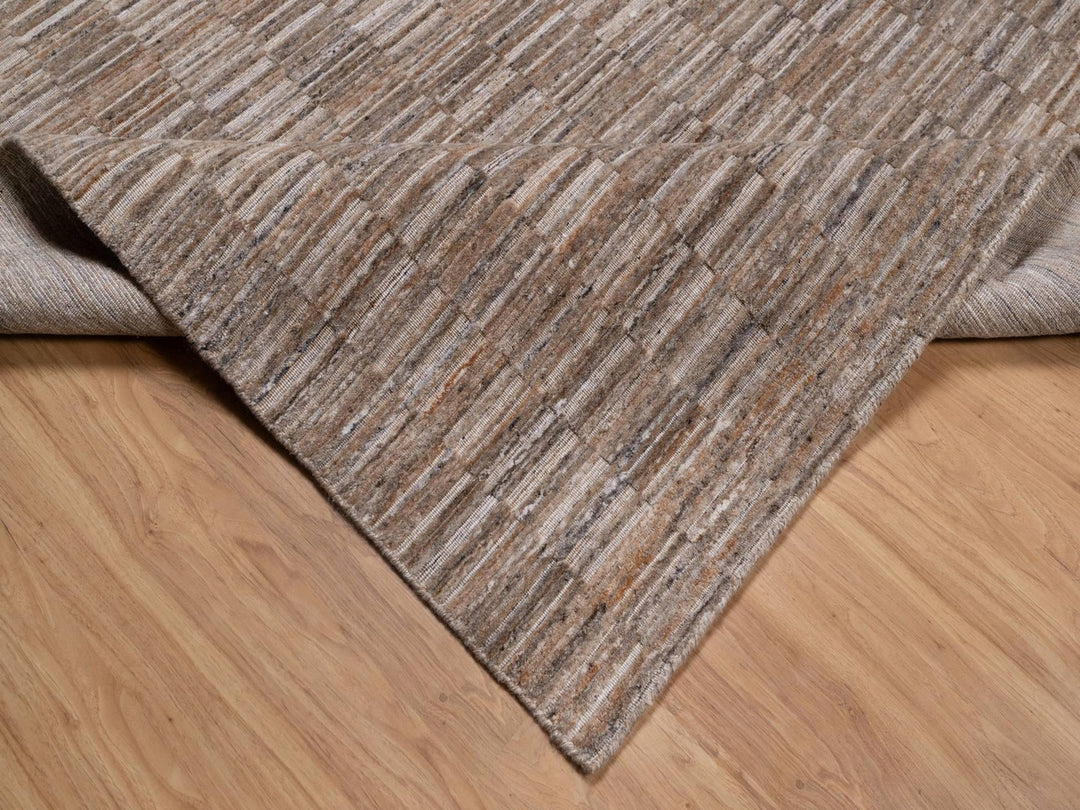 8'0" x 10'0" New Hand Loomed Brown Wool Rectangle Oriental Rug - MOA10292197