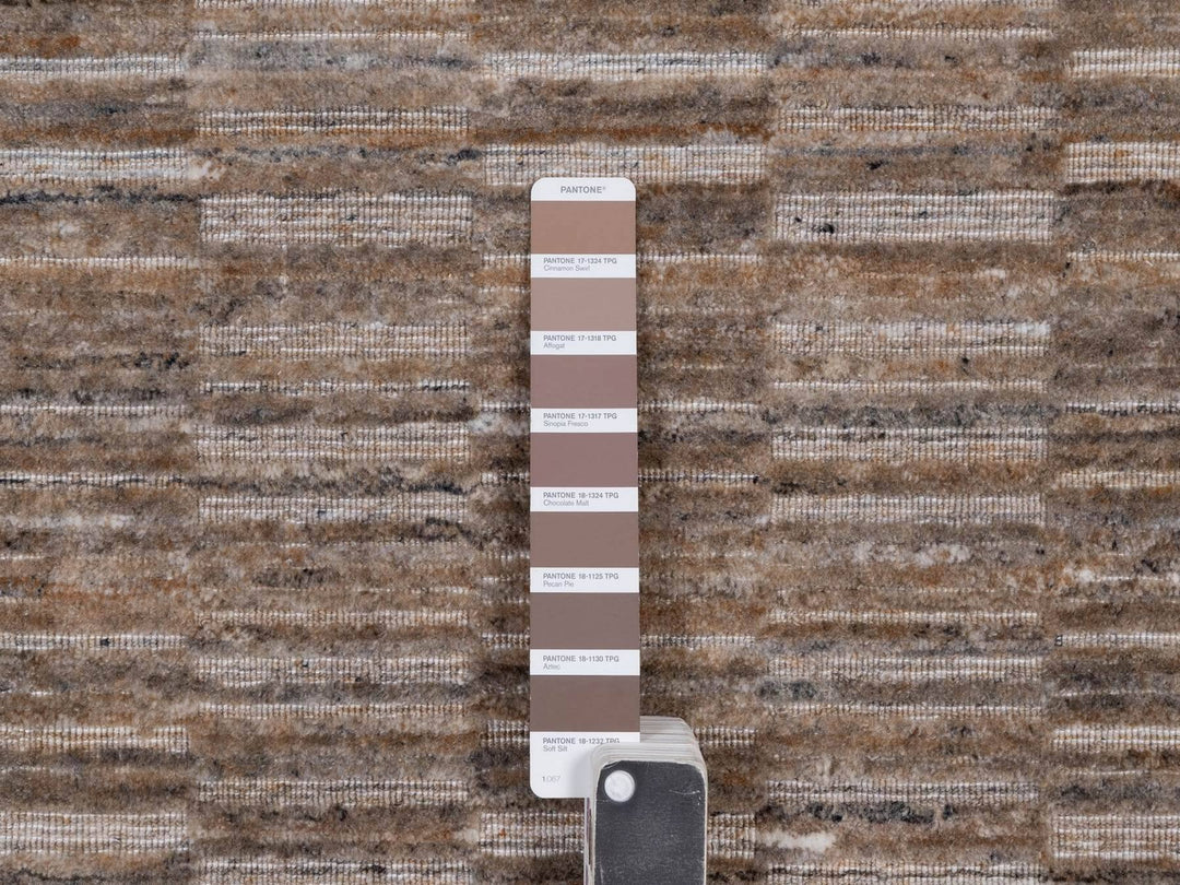 8'0" x 10'0" New Hand Loomed Brown Wool Rectangle Oriental Rug - MOA10292197