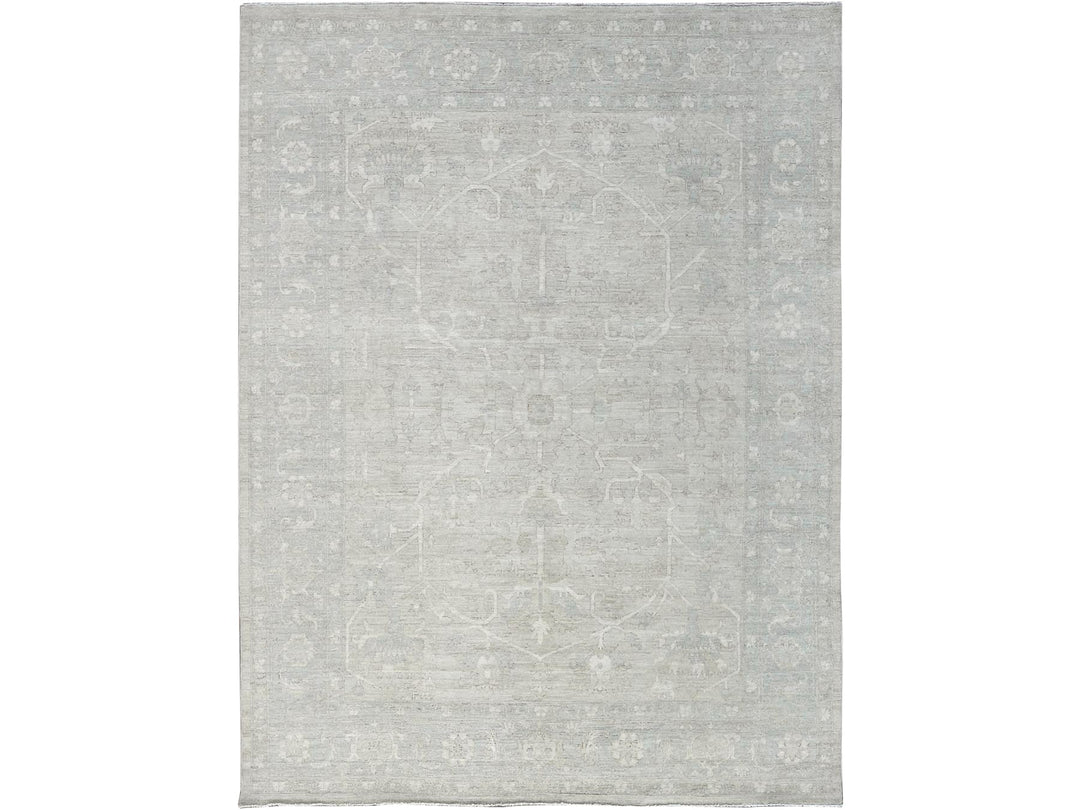 9'0" x 11'10" New Hand Knotted Ivory Wool Rectangle Oriental Rug - MOA102921