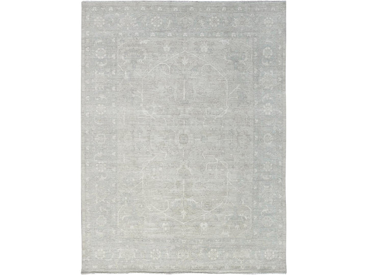 9'0" x 11'10" New Hand Knotted Ivory Wool Rectangle Oriental Rug - MOA102921