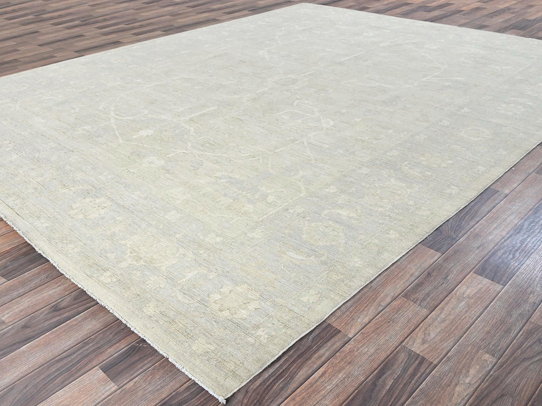 9'0" x 11'10" New Hand Knotted Ivory Wool Rectangle Oriental Rug - MOA102921