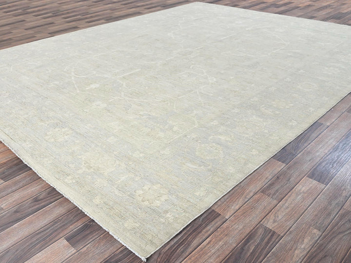 9'0" x 11'10" New Hand Knotted Ivory Wool Rectangle Oriental Rug - MOA102921