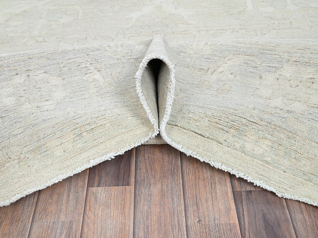 9'0" x 11'10" New Hand Knotted Ivory Wool Rectangle Oriental Rug - MOA102921