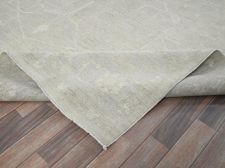 9'0" x 11'10" New Hand Knotted Ivory Wool Rectangle Oriental Rug - MOA102921