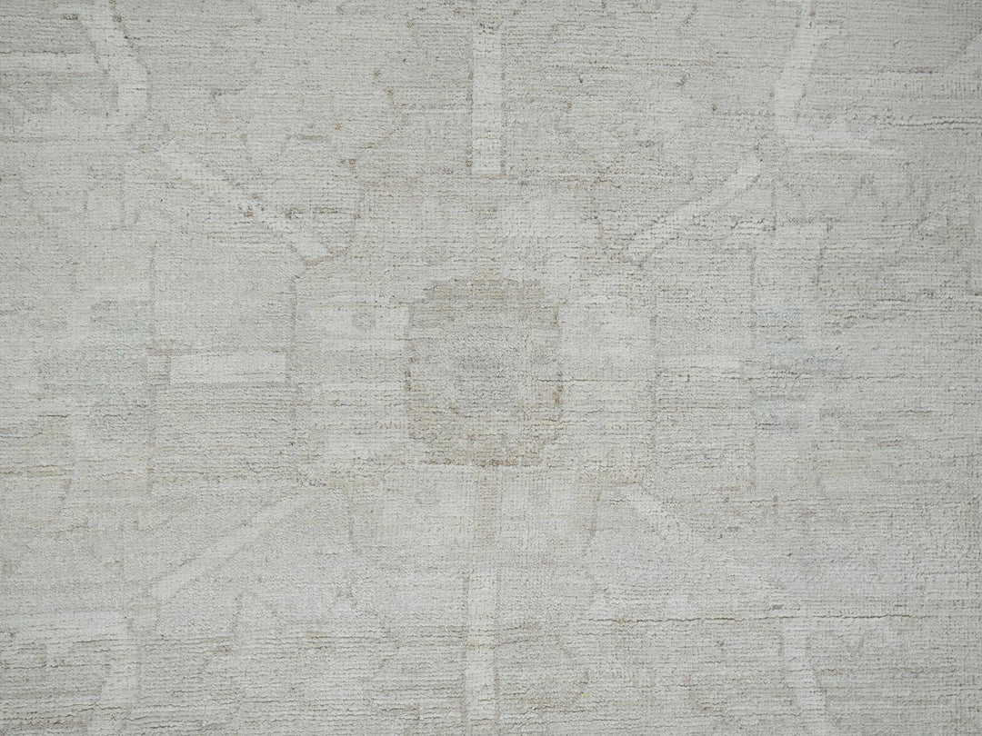 9'0" x 11'10" New Hand Knotted Ivory Wool Rectangle Oriental Rug - MOA102921