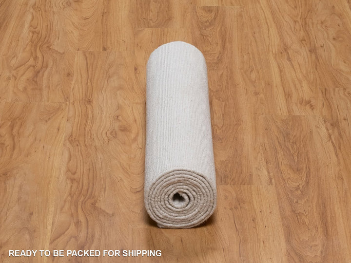 2'6" x 10'0" New Hand Loomed Ivory Wool Runner Oriental Rug - MOA10292201