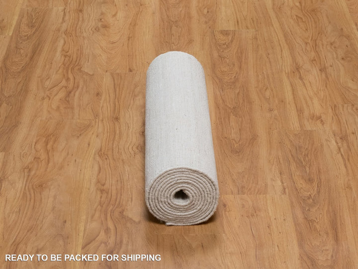 2'6" x 12'1" New Hand Loomed Ivory Wool Runner Oriental Rug - MOA10292202