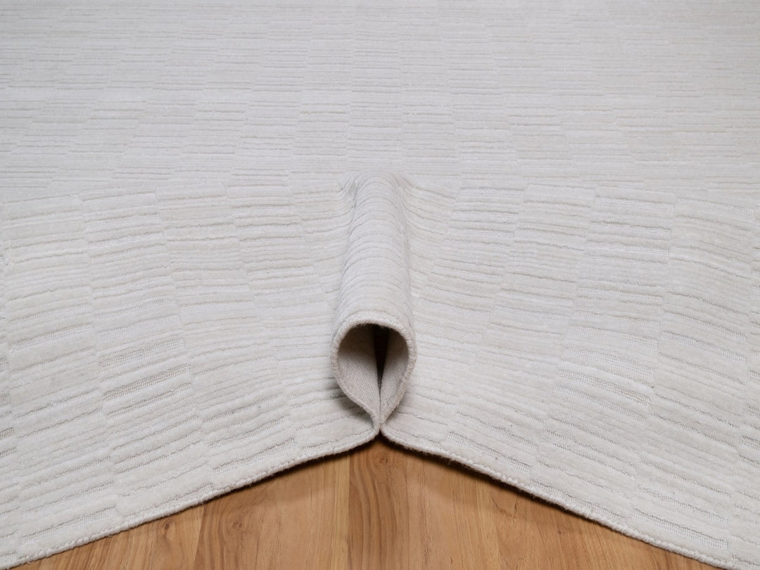 8'2" x 10'1" New Hand Loomed Ivory Wool Rectangle Oriental Rug - MOA10292203