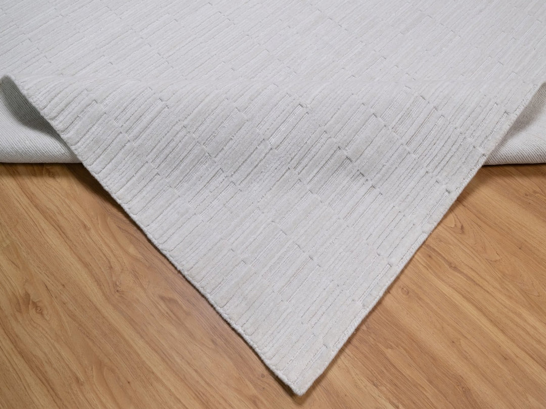 8'2" x 10'1" New Hand Loomed Ivory Wool Rectangle Oriental Rug - MOA10292203