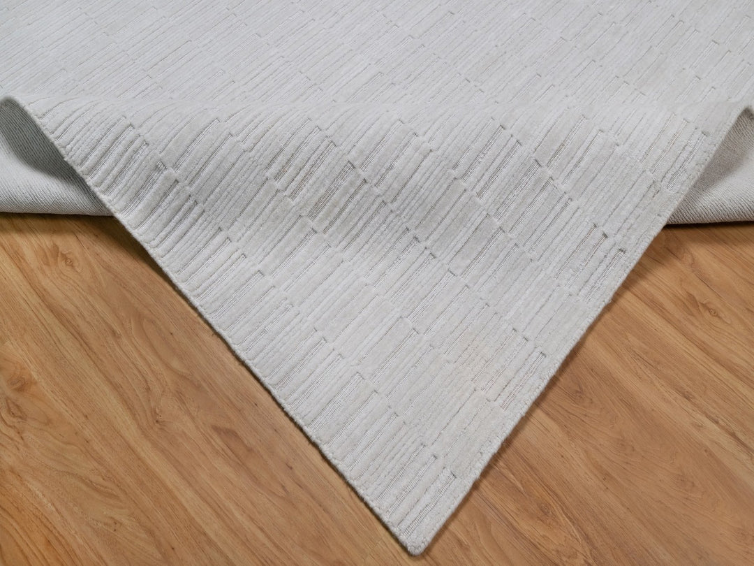 9'1" x 12'0" New Hand Loomed Ivory Polyester Rectangle Oriental Rug - MOA10292204