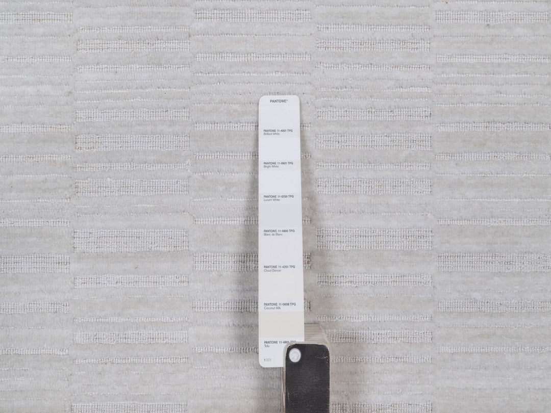 9'1" x 12'0" New Hand Loomed Ivory Wool Rectangle Oriental Rug - MOA10292204