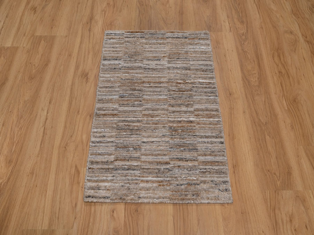 2'0" x 3'0" New Hand Loomed Brown Wool Rectangle Oriental Rug - MOA10292209