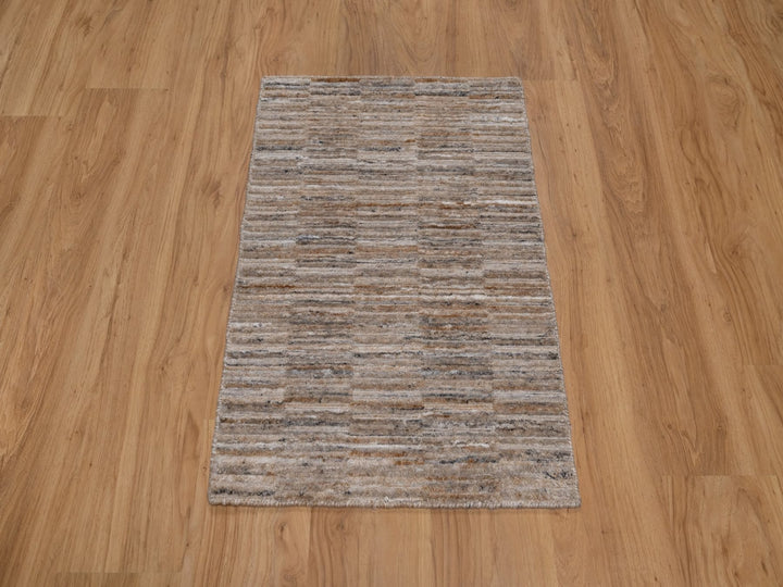 2'0" x 3'0" New Hand Loomed Brown Wool Rectangle Oriental Rug - MOA10292210