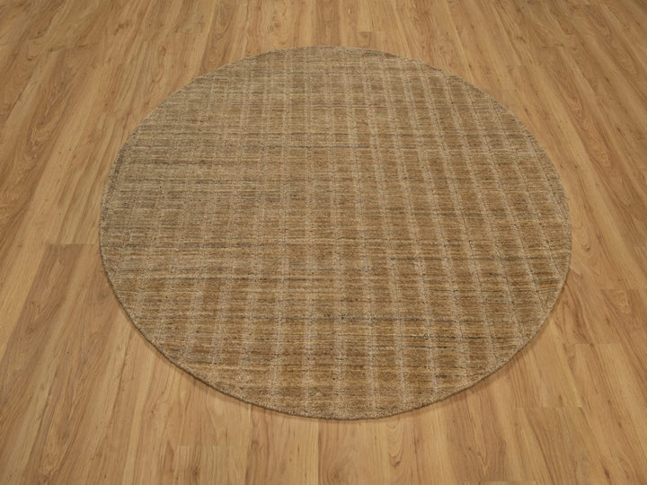 6'0" x 6'0" New Hand Loomed Brown Wool Round Oriental Rug - MOA10292213