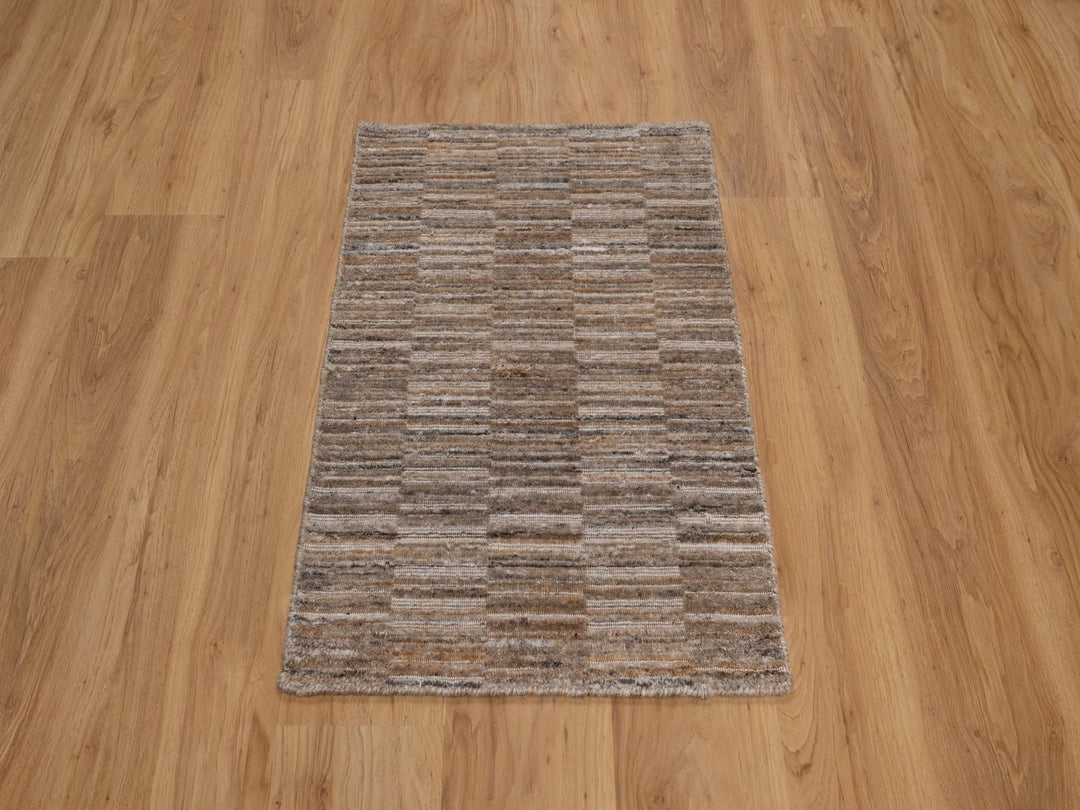 2'0" x 3'0" New Hand Loomed Brown Wool Rectangle Oriental Rug - MOA10292215