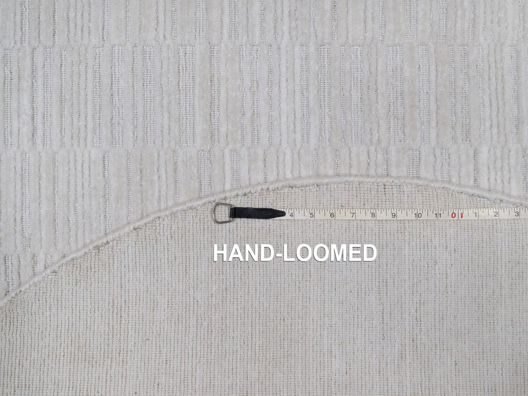 5'0" x 5'0" New Hand Loomed Ivory Polyester Round Oriental Rug - MOA10292221