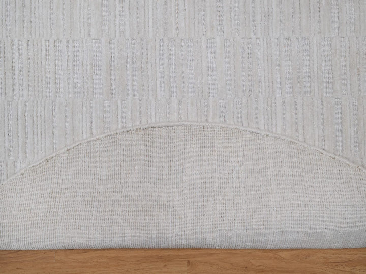 5'0" x 5'0" New Hand Loomed Ivory Wool Round Oriental Rug - MOA10292222