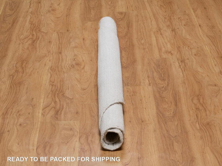 5'0" x 5'0" New Hand Loomed Ivory Wool Round Oriental Rug - MOA10292222