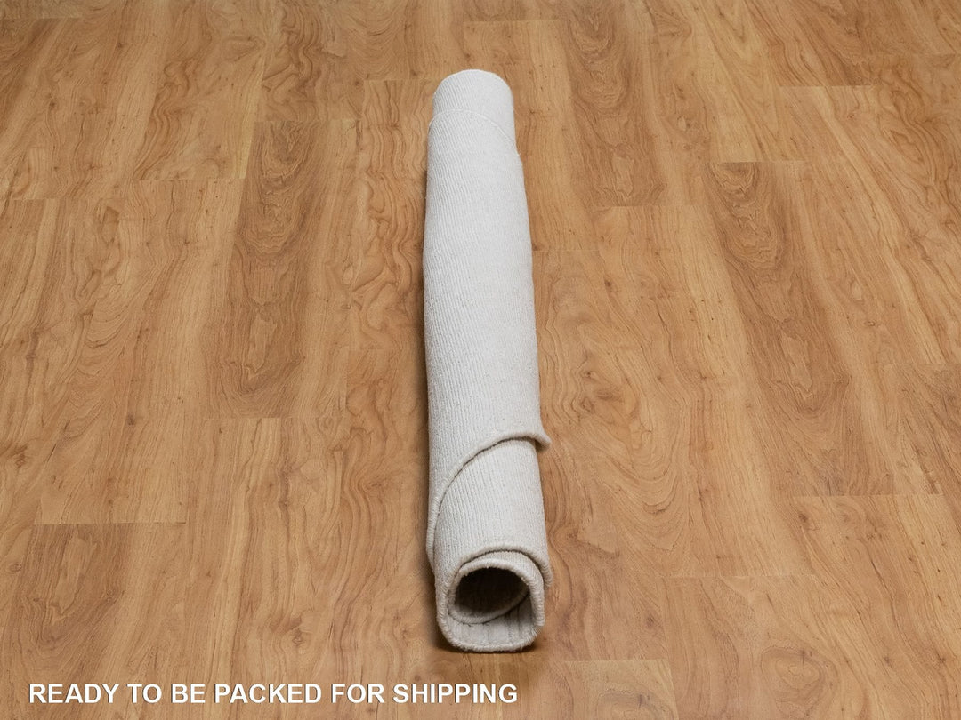 6'0" x 6'0" New Hand Loomed Ivory Wool Round Oriental Rug - MOA10292223