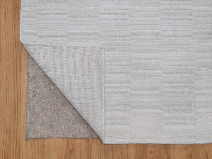 2'6" x 11'11" New Hand Loomed Ivory Wool Runner Oriental Rug - MOA10292224