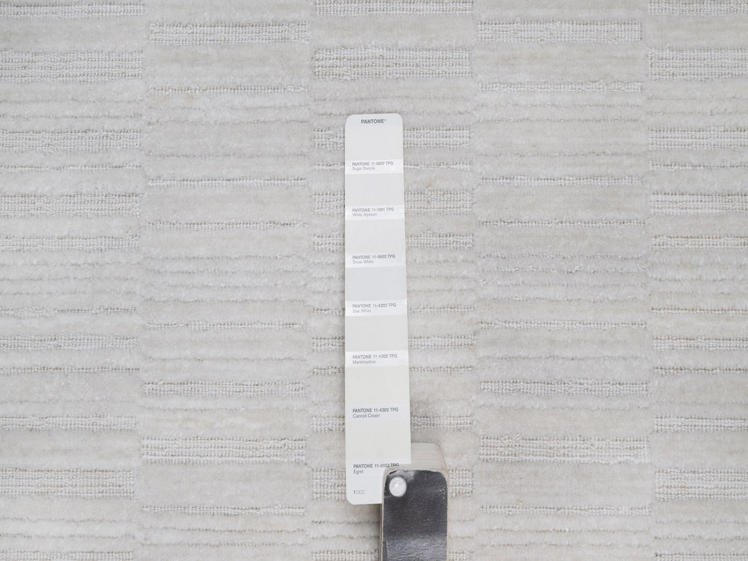 2'6" x 11'11" New Hand Loomed Ivory Wool Runner Oriental Rug - MOA10292224