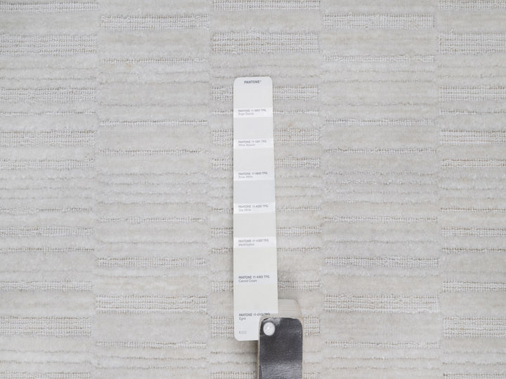 2'6" x 11'11" New Hand Loomed Ivory Wool Runner Oriental Rug - MOA10292224