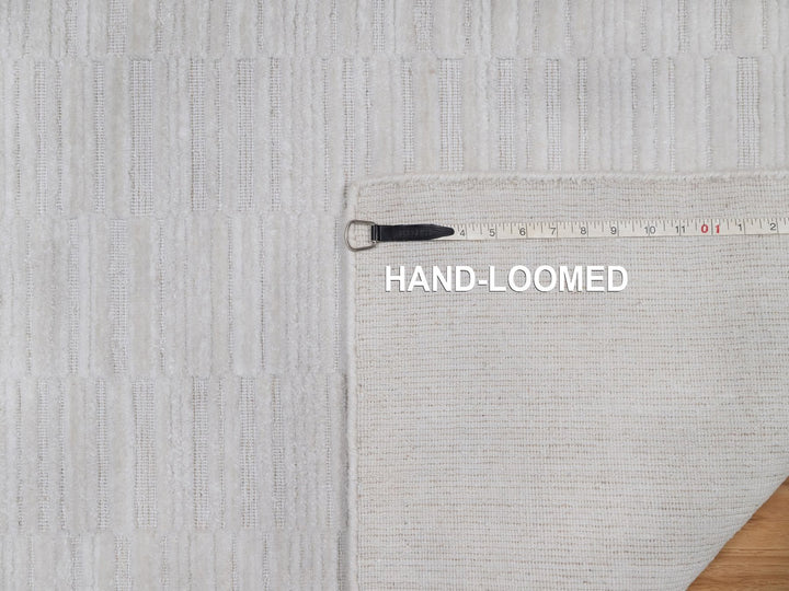 2'6" x 11'11" New Hand Loomed Ivory Wool Runner Oriental Rug - MOA10292224