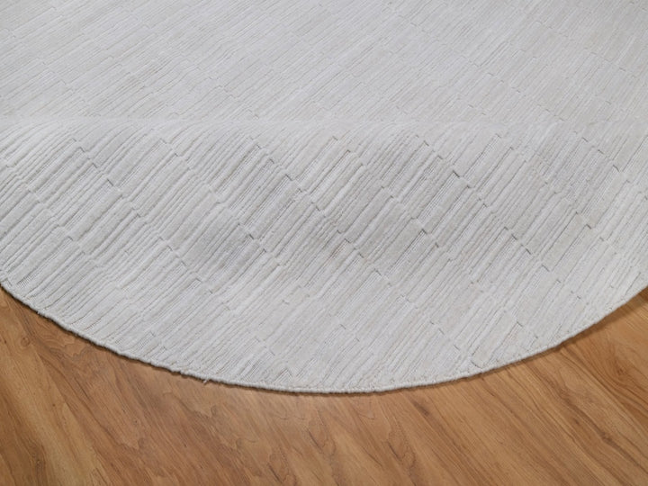 8'0" x 8'0" New Hand Loomed Ivory Wool Round Oriental Rug - MOA10292225